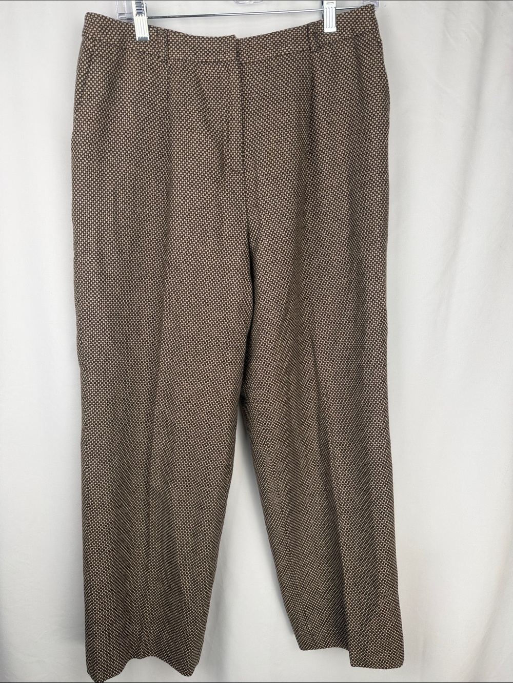 Talbots Wool Blend Brown Cream Textured Pants Size 12